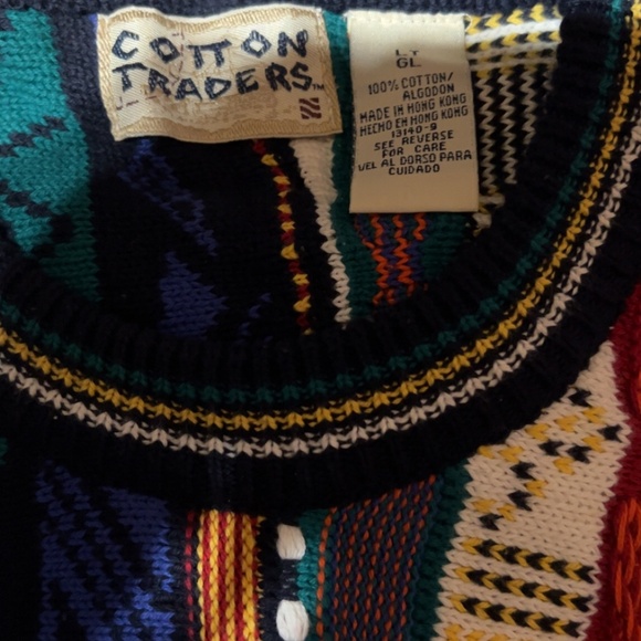 RARE Vintage Coogi-style Cotton Traders Textured Knit Sweater | Large - Picture 5 of 6